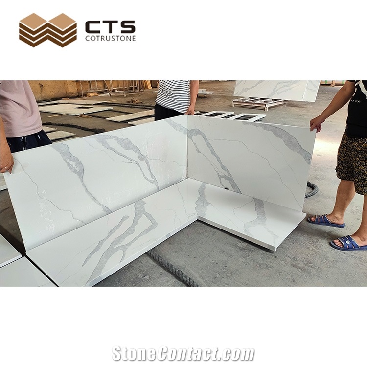 Cheap Price Calacatta Style White Quartz Countertop Design
