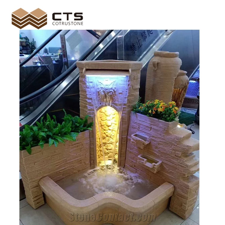 New Outside Garden Decor Carving White High Quality Artificial Stone Fountain