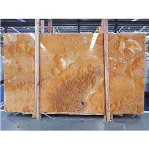 Dream Orange Onyx Slab Pervious To Light Natural Fancy Stone