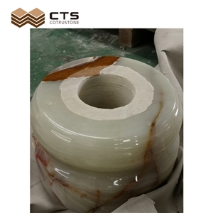 Fancy Style Jade Green Onyx Interior Column Base Design