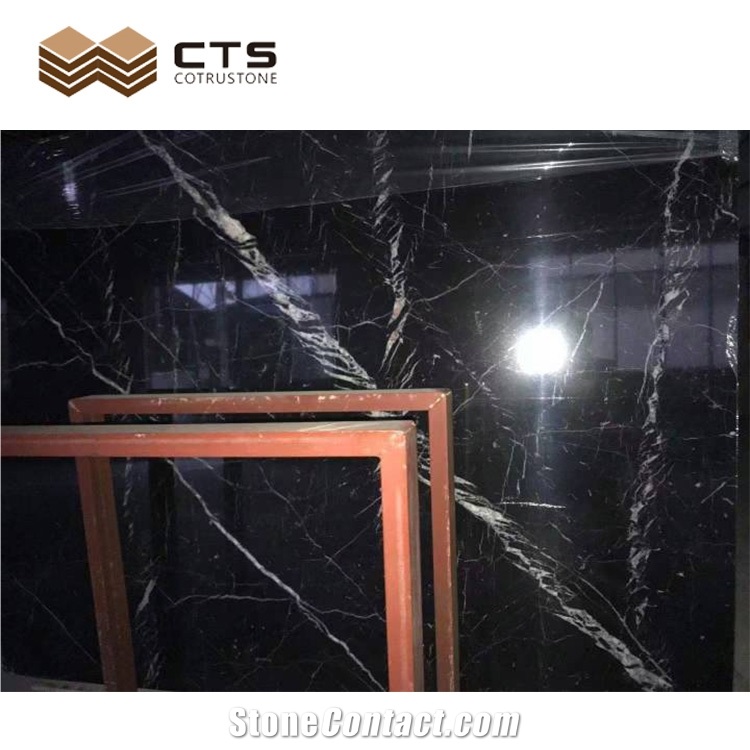 Hot Sale Nero Marquina Black Marble Floor Wall Tiles Cheap