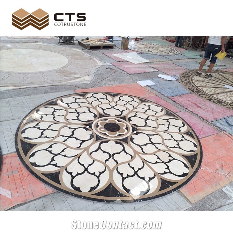 Many Kinds Marble Mixed Round Waterjet  Man Made