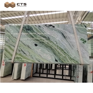 New Cream Green Ice Jade Beautiful Veins Slab