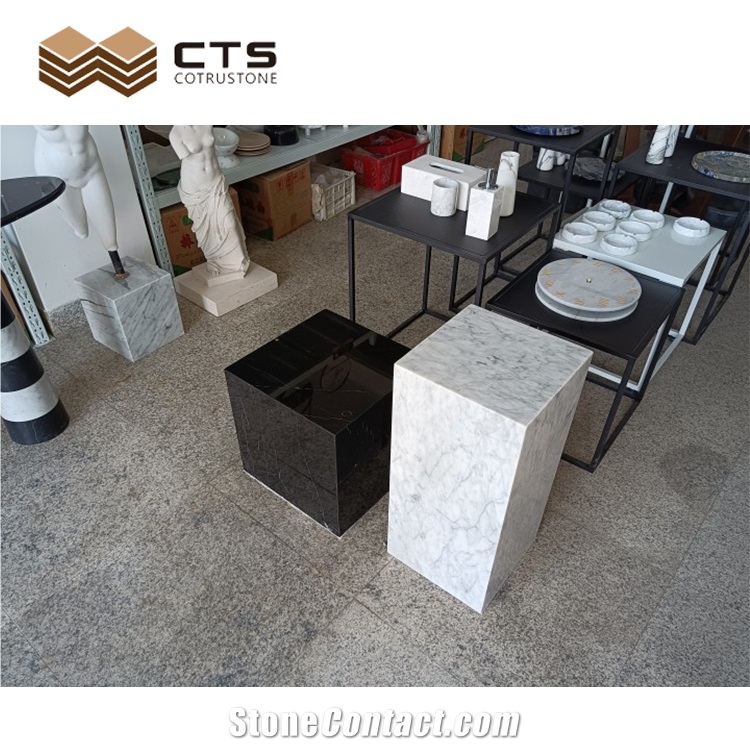White Black Color Marble Craft Finished Product Table Decor
