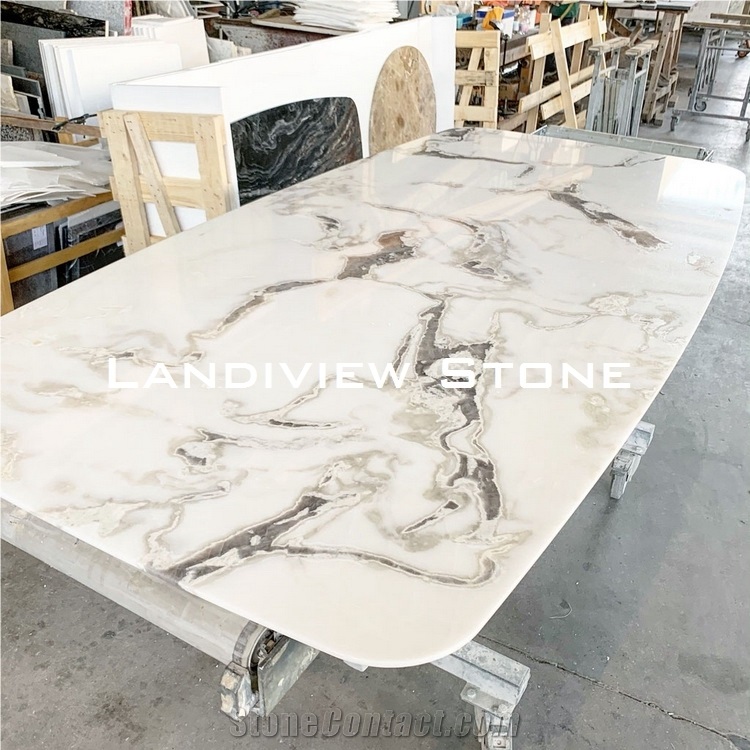 Dover White Marble Dining Table Top