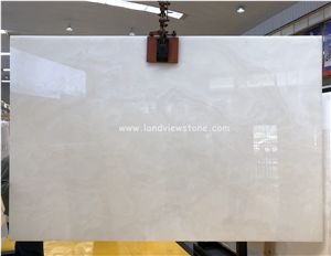 Light Through White Onyx Backlit Stone Wall Slabs