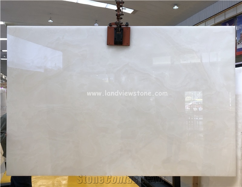 Pure White Onyx Slabs For Backlit Wall Panel