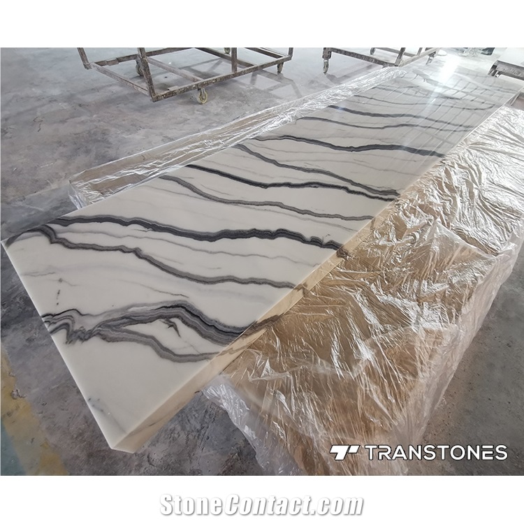 White Alabaster Stone Marble Wall Panel Acrylic For Columns