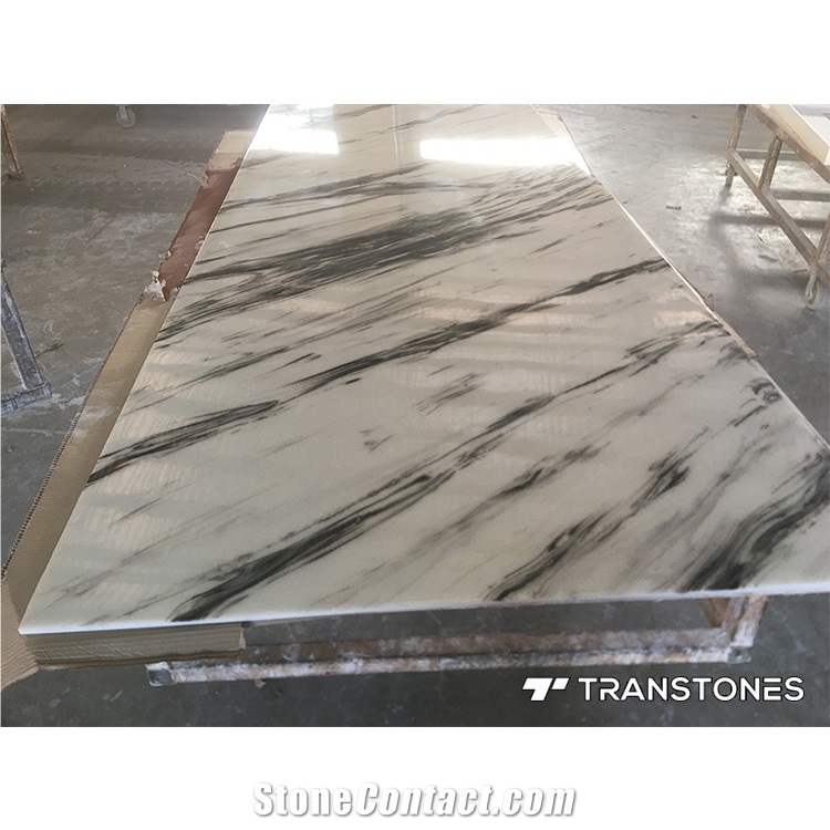 White Alabaster Stone Marble Wall Panel Acrylic For Columns