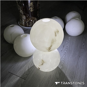 White Artificial Onyx Panel Translucent Round Lighting Globes