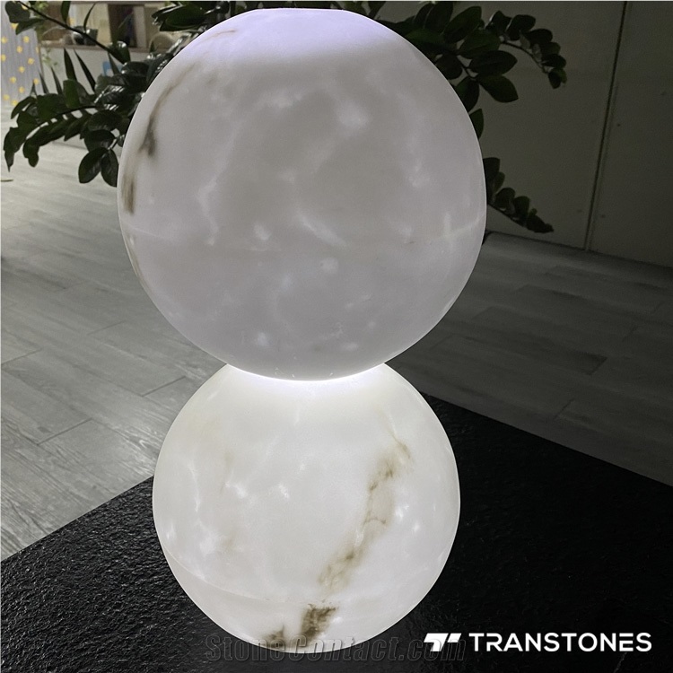 White Artificial Onyx Panel Translucent Round Lighting Globes