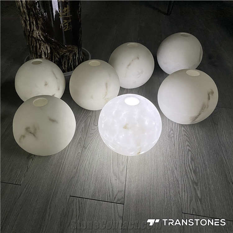 White Artificial Onyx Panel Translucent Round Lighting Globes
