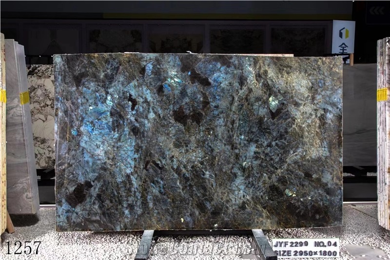 Blue Emerald Granite Labradorite Slab