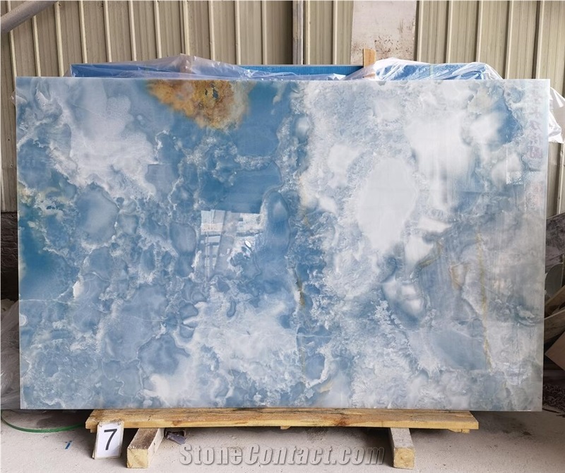 Blue Ice Onyx Sky Jade Onix Slab In China Stone Market