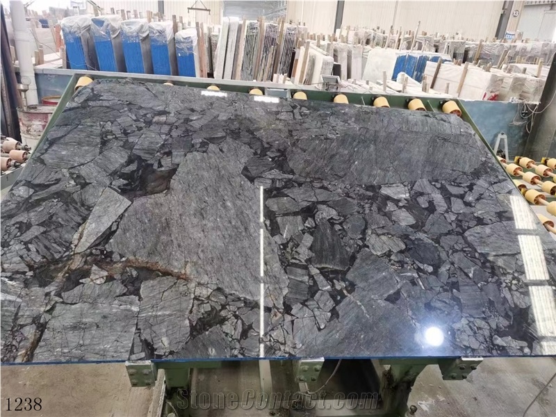 Brazil Brilliant Black Raven Quartzite Slab In China Market
