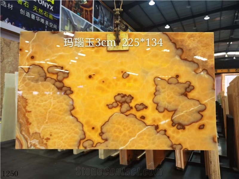 Golden Yellow Onyx Honey Agate Chile Slab In China Market