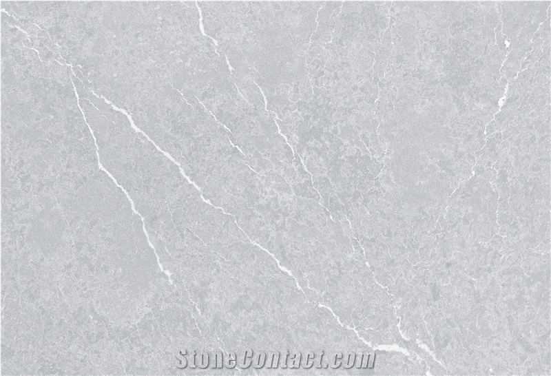 Angle Ash Grey Quartz Stone Worktop Kitchen Countertop