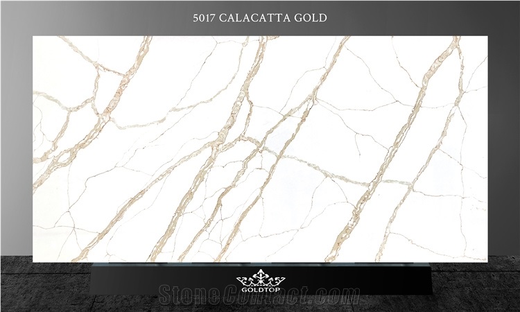 Engineered Stone Calacatta Quratz With Gold Veins