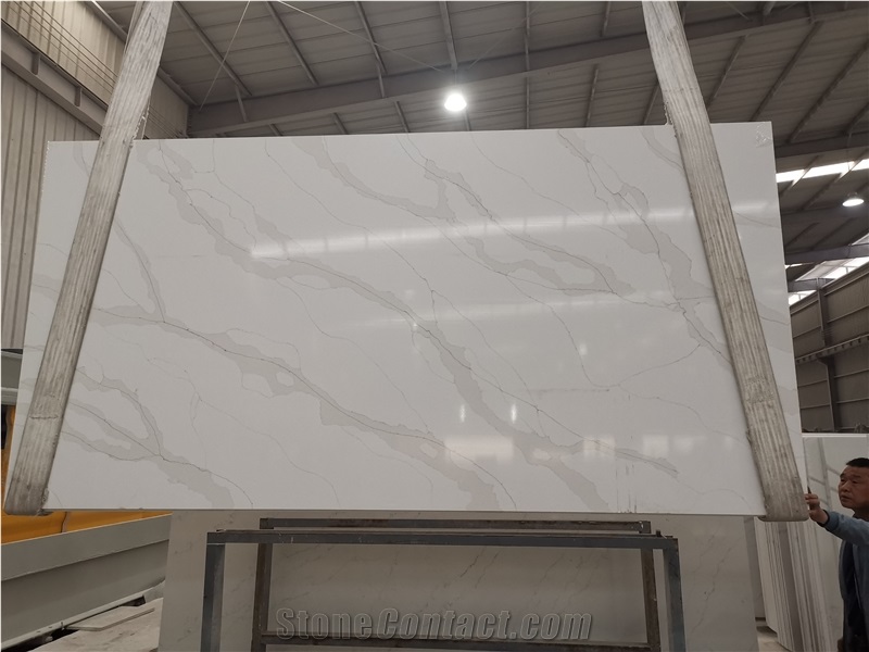 Grey Veins Calacatta Paris Quartz Slab from China - StoneContact.com