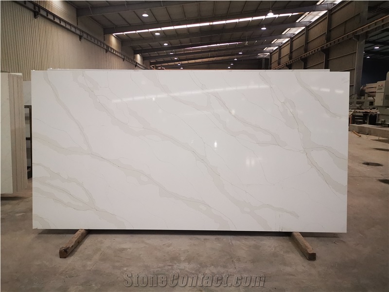 Grey Veins Calacatta Paris Quartz Slab from China - StoneContact.com