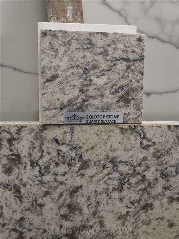 Marble Series Polished Quartz Stone Kashmir White Slab