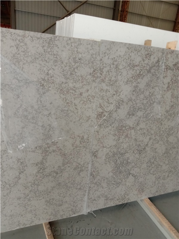 Marble Series Polished Quartz Stone Kashmir White Slab