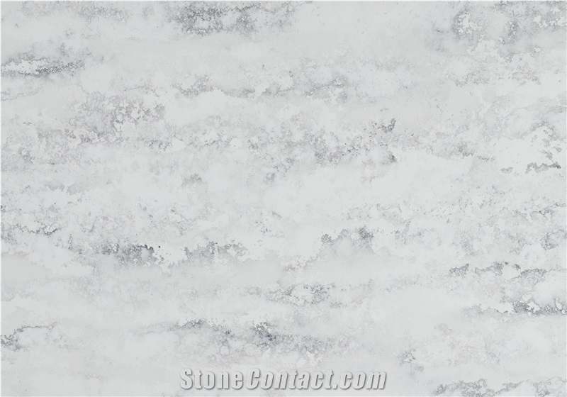 Polished Quartz Slab Beige White Vein Artificial Stone