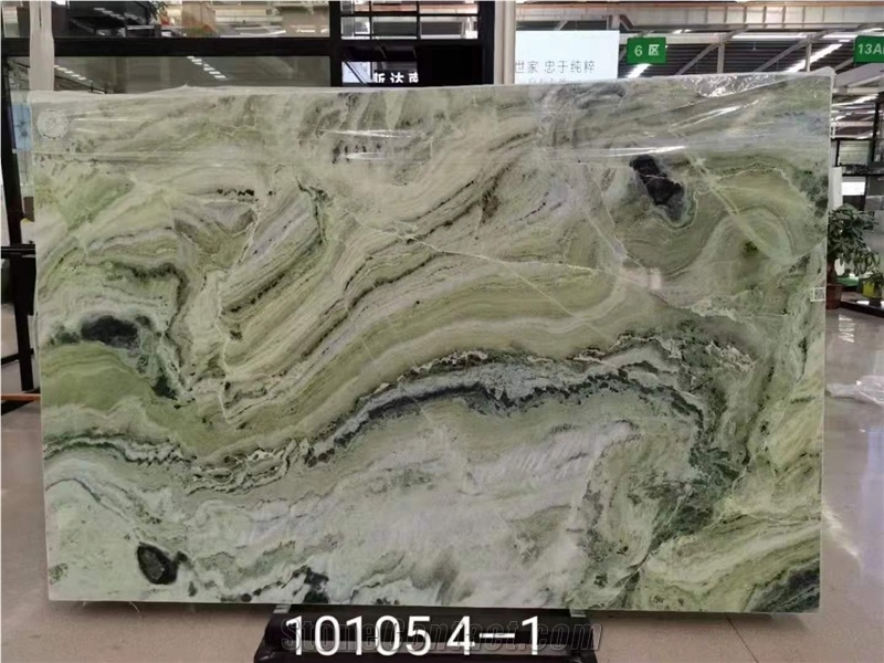 Luxury Natural Stone Green Cold Ice Jade Marble Slab