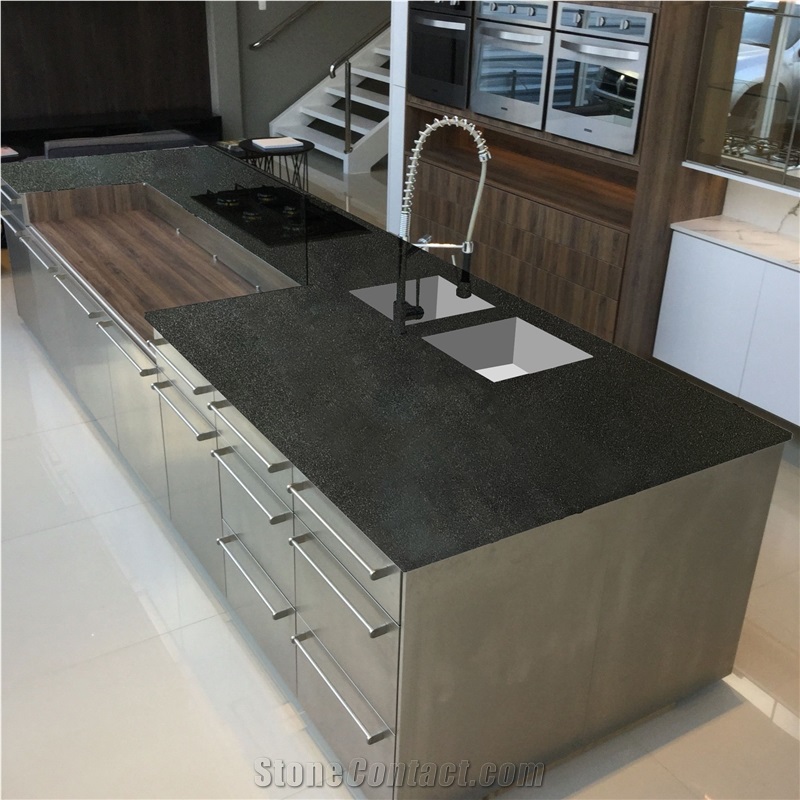 Modern Design Polished Black Granite Kitchen Countertop