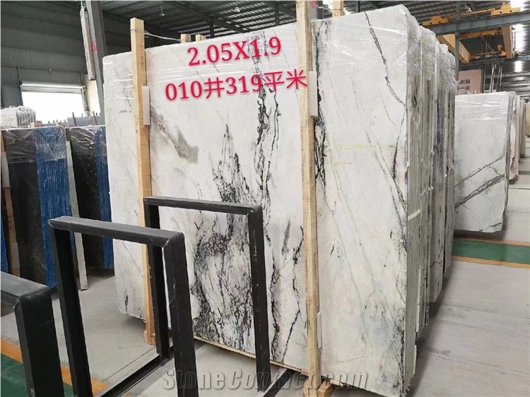 Natural Marble Slab Tile White Grey Color With Veins