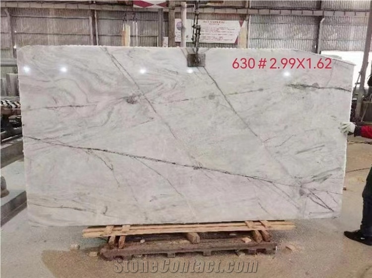Natural Marble Slab Tile White Grey Color With Veins