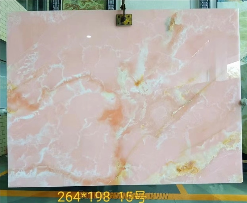 Backlit Stone Slab Pink Onyx Wall Tiles
