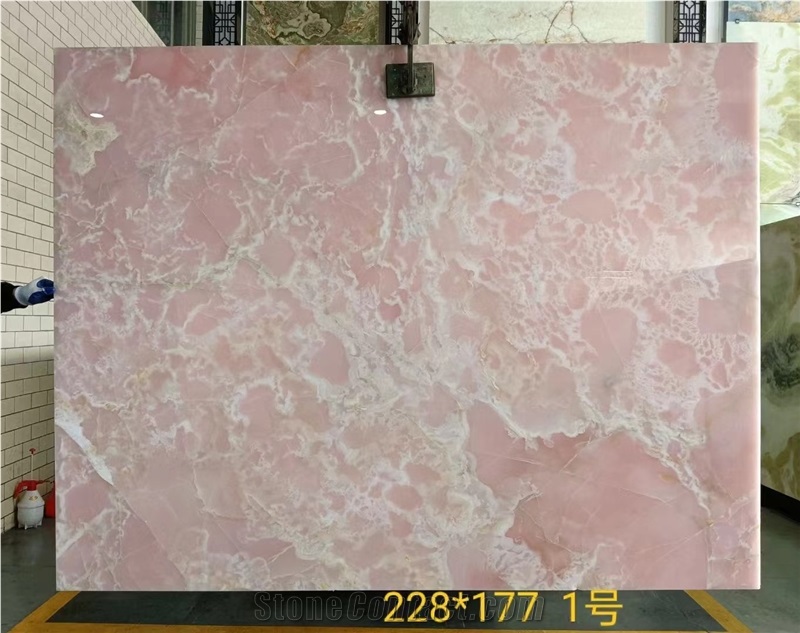 Backlit Stone Slab Pink Onyx Wall Tiles