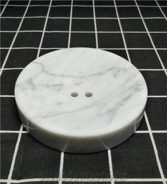 Bianco Carrara Marble Soap Dish Dispenser Toothbrush Holder