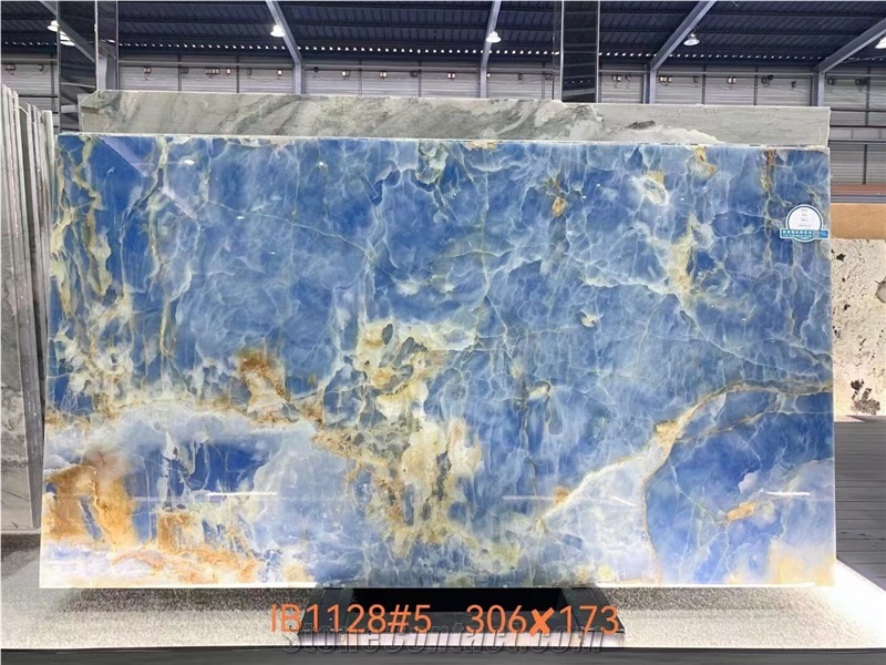 Blue Color Onyx Slab Backlit Stone