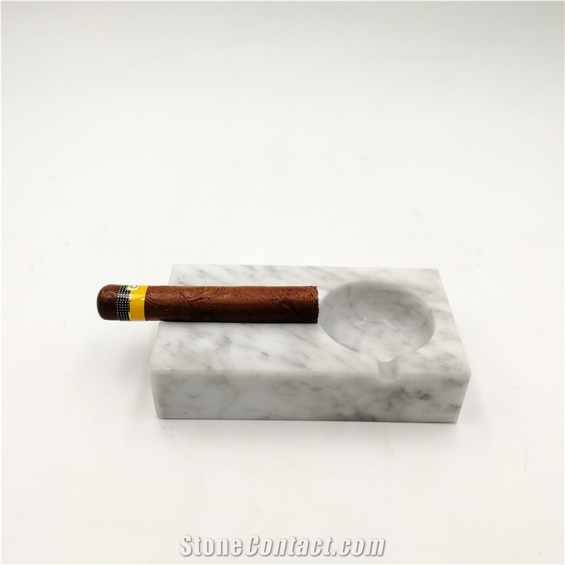 Carrara White Marble Cigar  Ashtray Light Luxury Decoration
