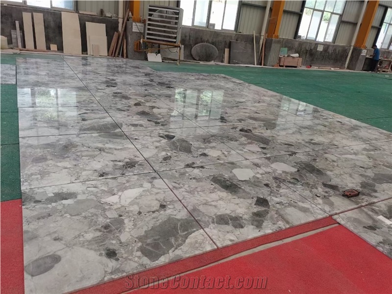 Natural Terrazzo Stone Panda White Marble Floor Tiles