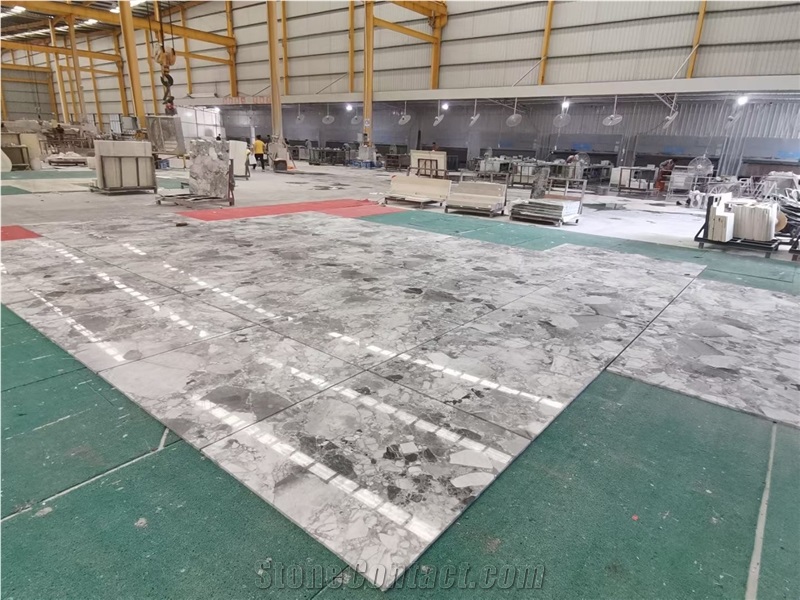 Natural Terrazzo Stone Panda White Marble Floor Tiles