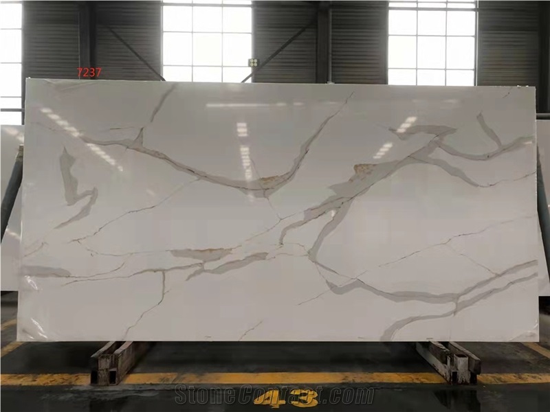 Artificial Stone Calacatta White Quartz Wall Tile
