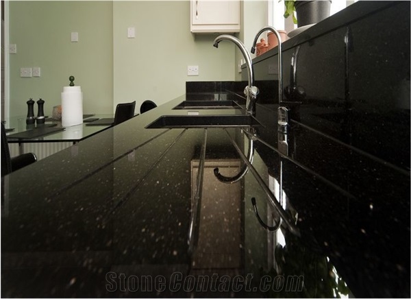 Black Artificial Quartz Stone Kitchen Countertops