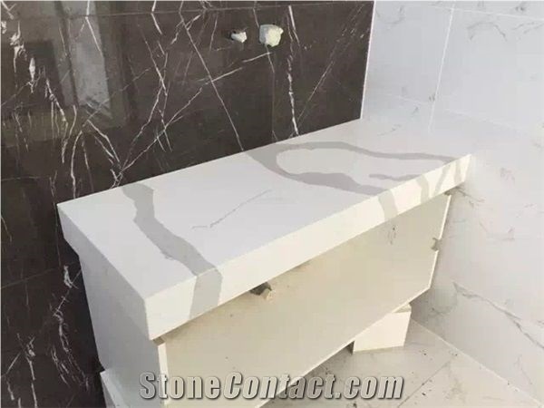 High Quality China Calacatta White Quartz Stone Slabs & Tile
