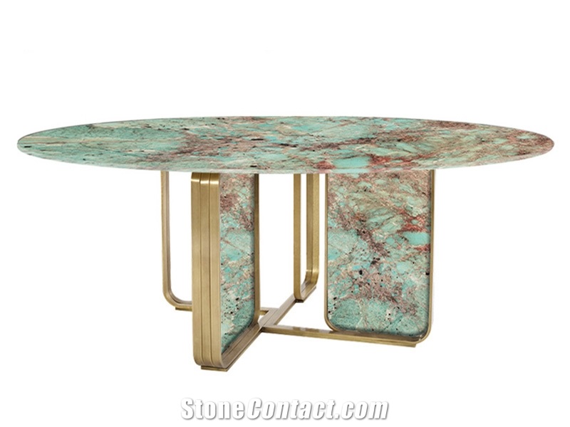 Polished Amazon Green Quartzite Round Table Top