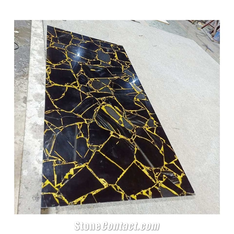 Polishing Semi Precious Stone Slab Obsidian Tile