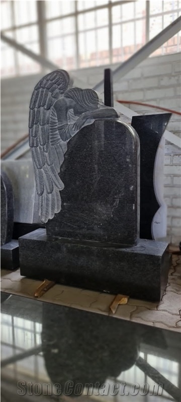 Black Angel Granite Headstone