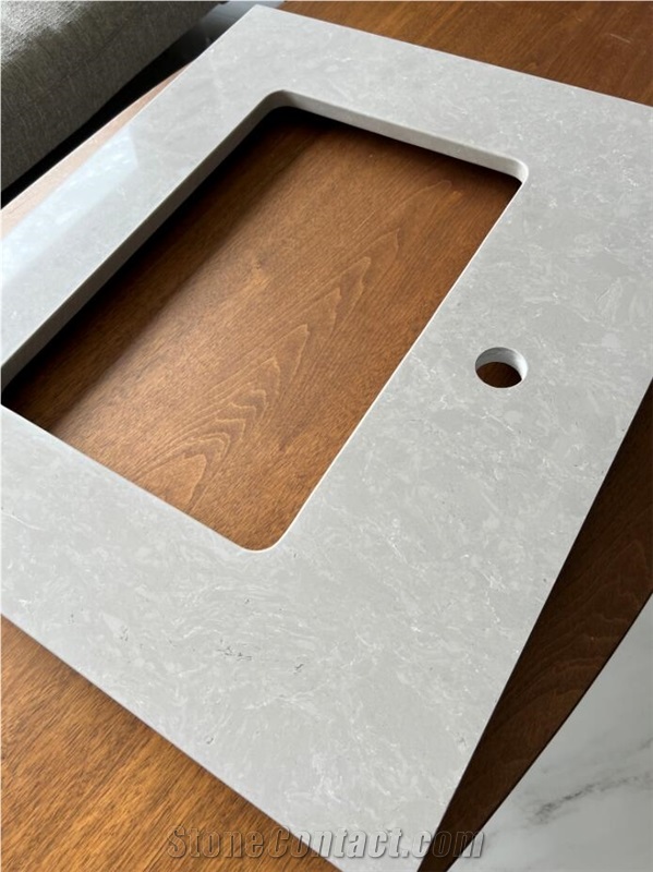Custom Indoor New Design Imitate Grey Quartz Bath Countertop