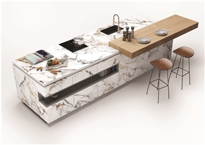 Arabescato Gold Porcelain Kitchen Countertop