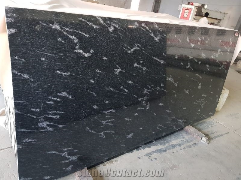 Fish Black Granite Slabs