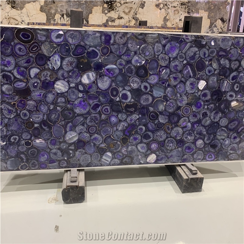 Amethyst Purple Semi Agate Stone Slab For Hotel