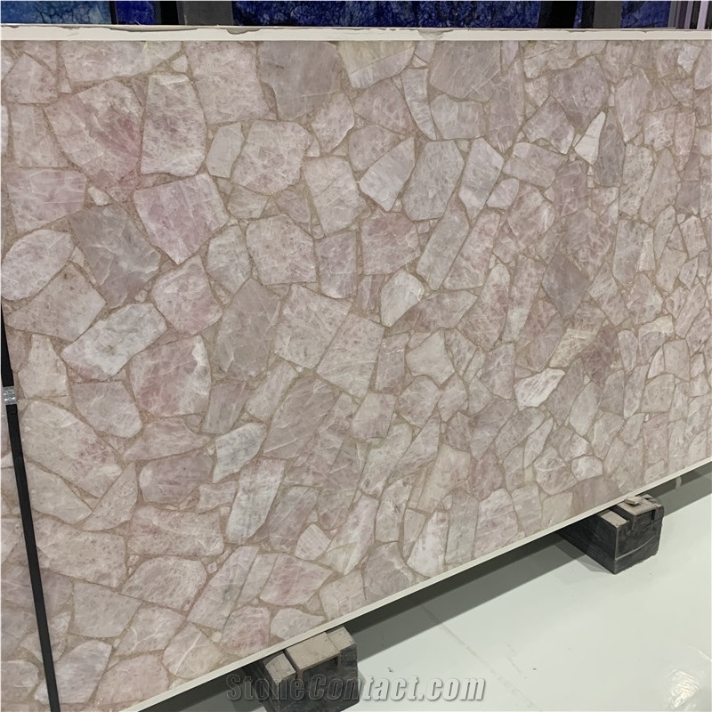 Customized Brazil Backlit Semi Precious Pink Agate Stone