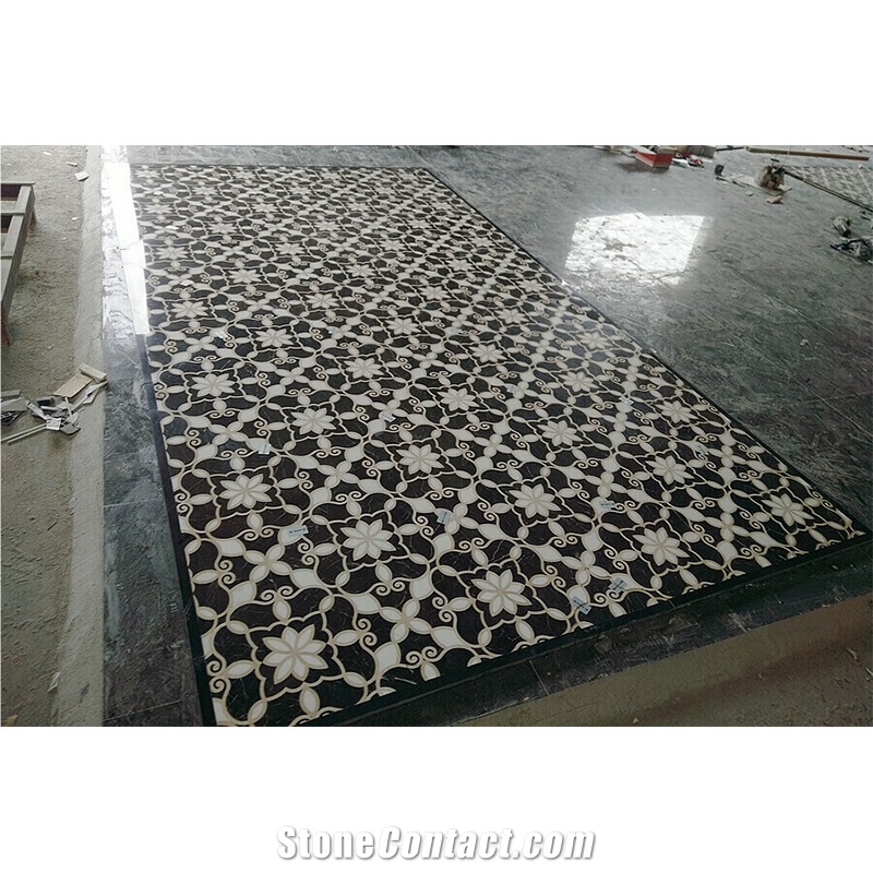 Black Marble Floor Design Pattern Marble Waterjet Medallion